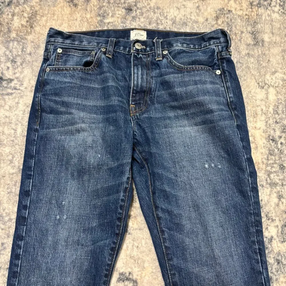J.Crew 404 Straight Leg Jeans Mens W32 L34 Dark Wash Denim